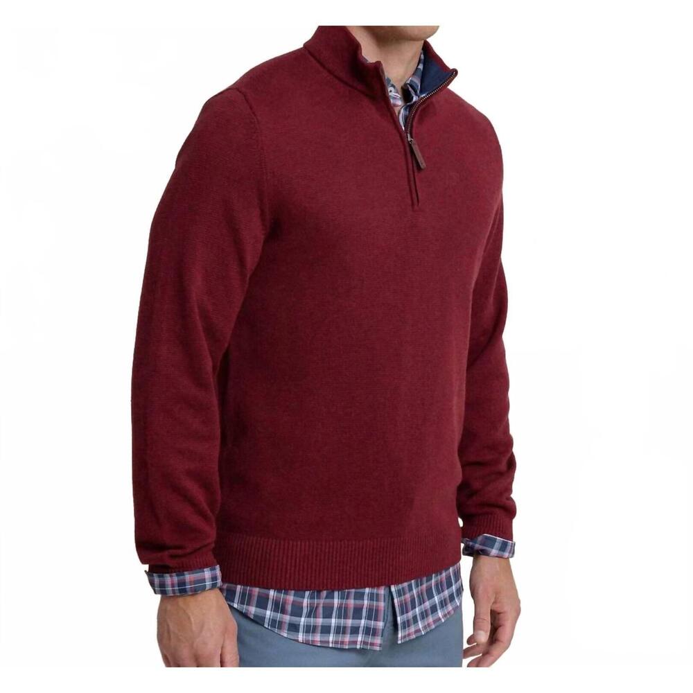 NEW SOUTHERN TIDE oakatie quarter zip sweater in heather muscadine